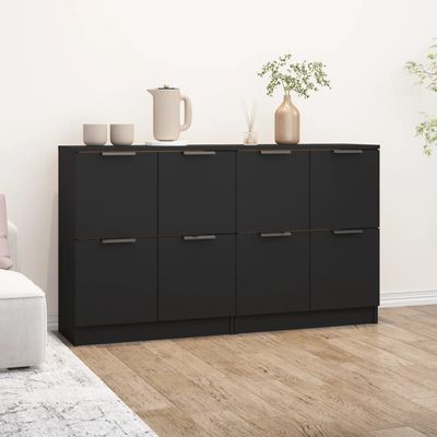 Sideboards 2 pcs Black 60x30x70 cm Engineered Wood