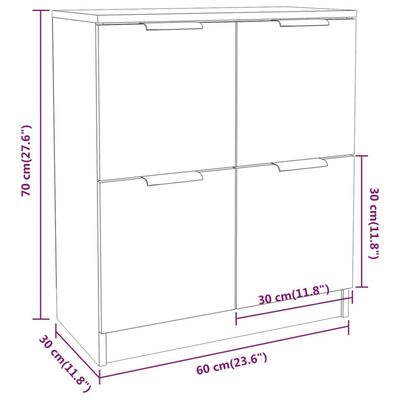 Sideboards 2 pcs Black 60x30x70 cm Engineered Wood