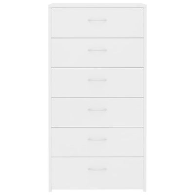 Sideboard with 6 Drawers White 50x34x96 cm Engineered Wood