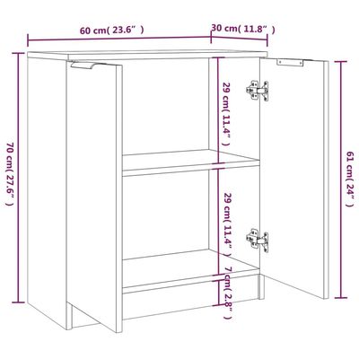 Sideboards 2 pcs Concrete Grey 60x30x70 cm Engineered Wood