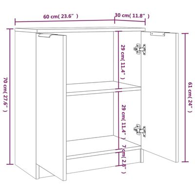 Sideboards 2 pcs Concrete Grey 60x30x70 cm Engineered Wood
