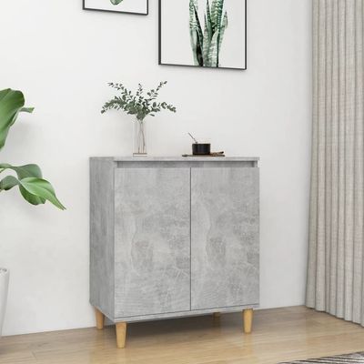 Sideboard&Solid Wood Legs Concrete Grey 60x35x70 cm Engineered Wood