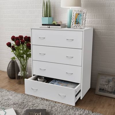 Sideboard with 4 Drawers 60x30.5x71 cm White