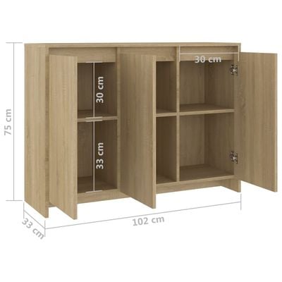 Sideboard Sonoma Oak 102x33x75 cm Engineered Wood