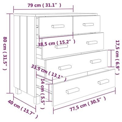 Sideboard HAMAR Honey Brown 79x40x80 cm Solid Wood Pine