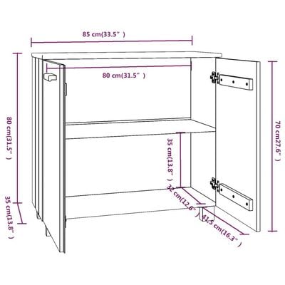 Sideboard HAMAR Light Grey 85x35x80 cm Solid Wood Pine