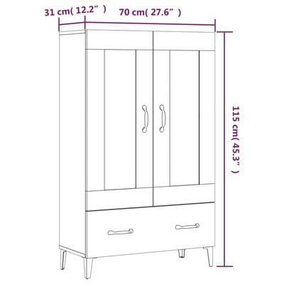 Highboard White 70x31x115 cm Engineered Wood