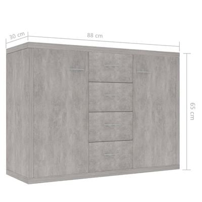 Sideboard Concrete Grey 88x30x65 cm Engineered Wood