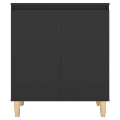 Sideboard with Solid Wood Legs Black 60x35x70 cm Engineered Wood