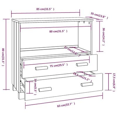 Sideboard HAMAR Dark Grey 85x35x80 cm Solid Wood Pine