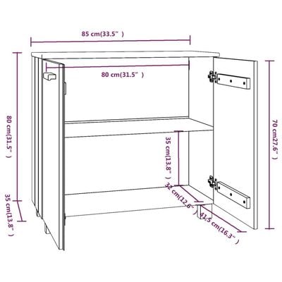 Sideboard HAMAR White 85x35x80 cm Solid Wood Pine