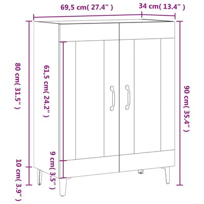 Sideboard Black 69.5x34x90 cm Engineered Wood