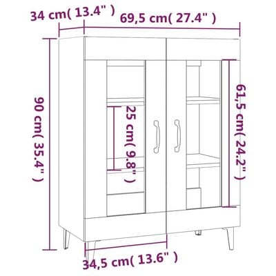 Sideboard White 69.5x34x90 cm Engineered Wood