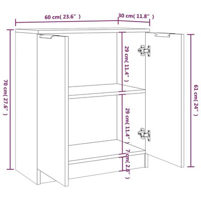 Sideboards 2 pcs White 60x30x70 cm Engineered Wood