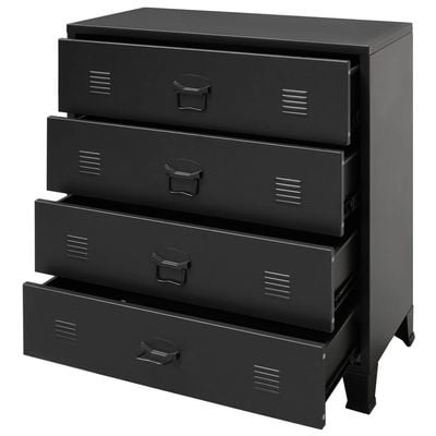 Chest of Drawers Metal Industrial Style 78x40x93 cm Black