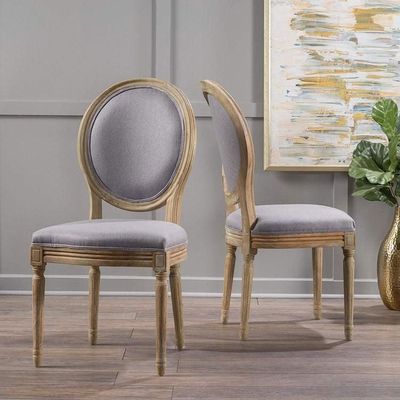 Phinnaeus Fabric Dining Chair Modern Premium Teak Wood Natural Finish
