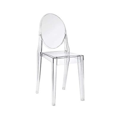 Wooden Twist Fresco Acrylic Transparent Armless Modern Dining Chair Stylish Indoor Outdoor Seating for Office, Restaurant, and Café