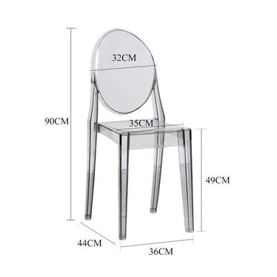 Wooden Twist Fresco Acrylic Transparent Armless Modern Dining Chair Stylish Indoor Outdoor Seating for Office, Restaurant, and Café