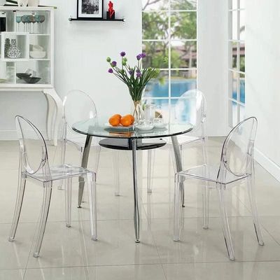Wooden Twist Fresco Acrylic Transparent Armless Modern Dining Chair Stylish Indoor Outdoor Seating for Office, Restaurant, and Café