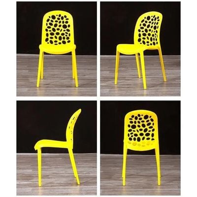 Wooden Twist Flexile Strong Modern Back Stacking Chair Stylish Dining Chair for Plastic Cafe Restaurant, Indoor & Outdoor Use