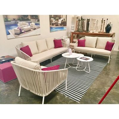 Corcega White 6-seater Sofa Set with 3 Round Nesting Tables