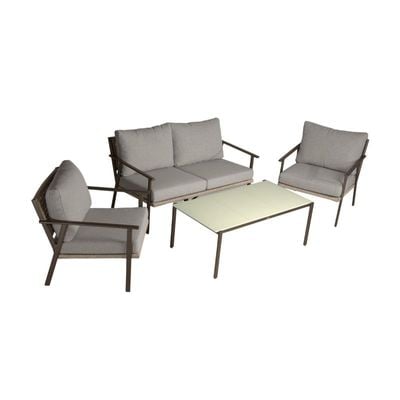 Dubai Manganese 4-Seater Sofa Aluminum Frame covered in Rope Fiber with Rectangle Coffee Table