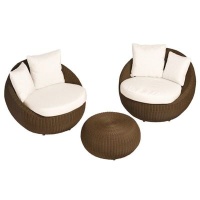 Elba Natural 2-seater Sofa Set Aluminum Frame covered in Synthetic Rattan with Coffee Table