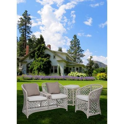 Ipanema Grey 3-Seater Arm Chair Set Aluminum Frame covered in Synthetic Rope Fiber with Side Table