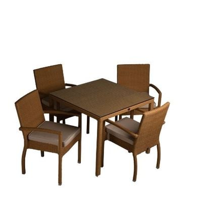 Nice Natural 4-Seater Square Dining Table with 4 Dining Armchairs
