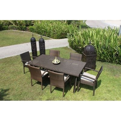 Nice Bronze 6-seater Rectangle Dining Table with 6 Dining Armchairs