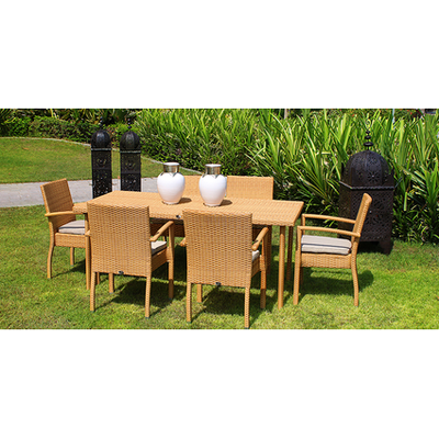 Nice Natural 6-seater Rectangle Dining Table with 6 Dining Armchairs