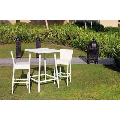 Nice White 2-Seater Square Bar Table with 2 Bar Stools