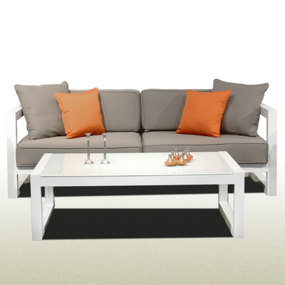 Bali White 3-Seater Sofa