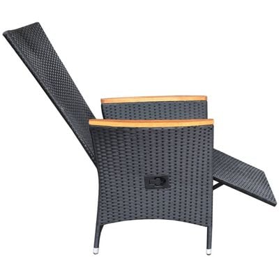 Reclining Garden Chairs 2 pcs with Cushions Poly Rattan Black