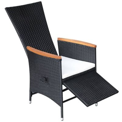 Reclining Garden Chairs 2 pcs with Cushions Poly Rattan Black