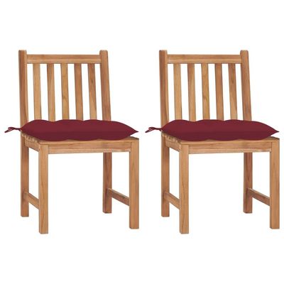 Garden Chairs 2 pcs with Cushions Solid Teak Wood