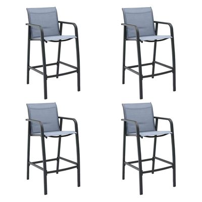 Garden Bar Chairs 4 pcs Grey Textilene