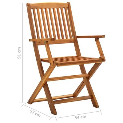 Folding Outdoor Chairs 2 pcs Solid Acacia Wood