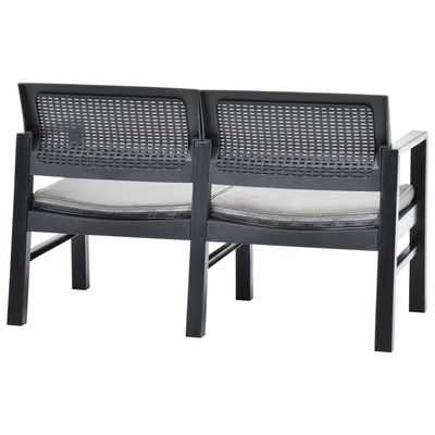 2-Seater Garden Bench with Cushions 120 cm Plastic Anthracite