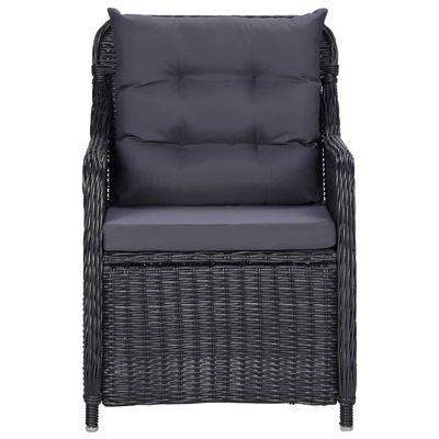 Garden Chairs 2 pcs with Cushions Poly Rattan Black