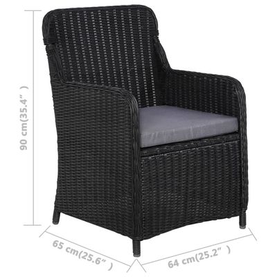 Outdoor Chairs with Cushions 2 pcs Poly Rattan Black