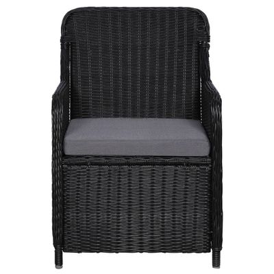 Outdoor Chairs with Cushions 2 pcs Poly Rattan Black