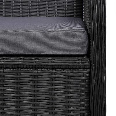 Outdoor Chairs with Cushions 2 pcs Poly Rattan Black