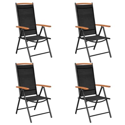 Folding Garden Chairs 4 pcs Aluminium and Textilene Black