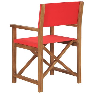 Director's Chair Solid Teak Wood Red