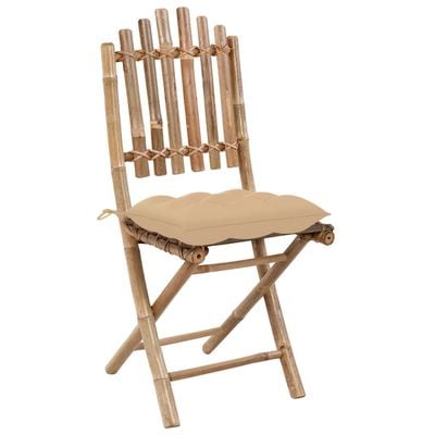 Folding Garden Chairs 2 pcs with Cushions Bamboo