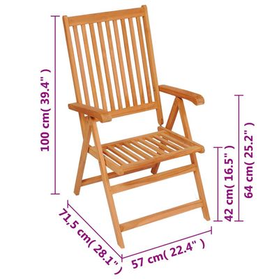 Reclining Garden Chairs 8 pcs Solid Teak Wood