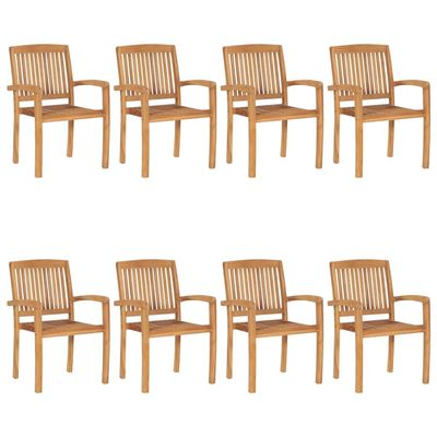 Stacking Garden Chairs 8 pcs Solid Teak Wood