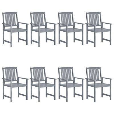 Garden Chairs 8 pcs Solid Acacia Wood Grey