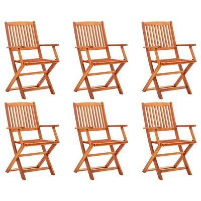 Folding Garden Chairs 6 pcs Solid Eucalyptus Wood